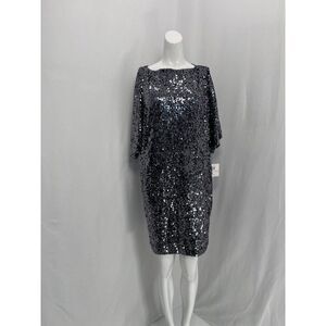 Donna Morgan Women Black Sequin 3 /4 Sleeve Tunic Party Formal Dress Size 6 NWT